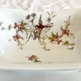Rectangular sauce boat in Haviland Limoges porcelain with bird decoration