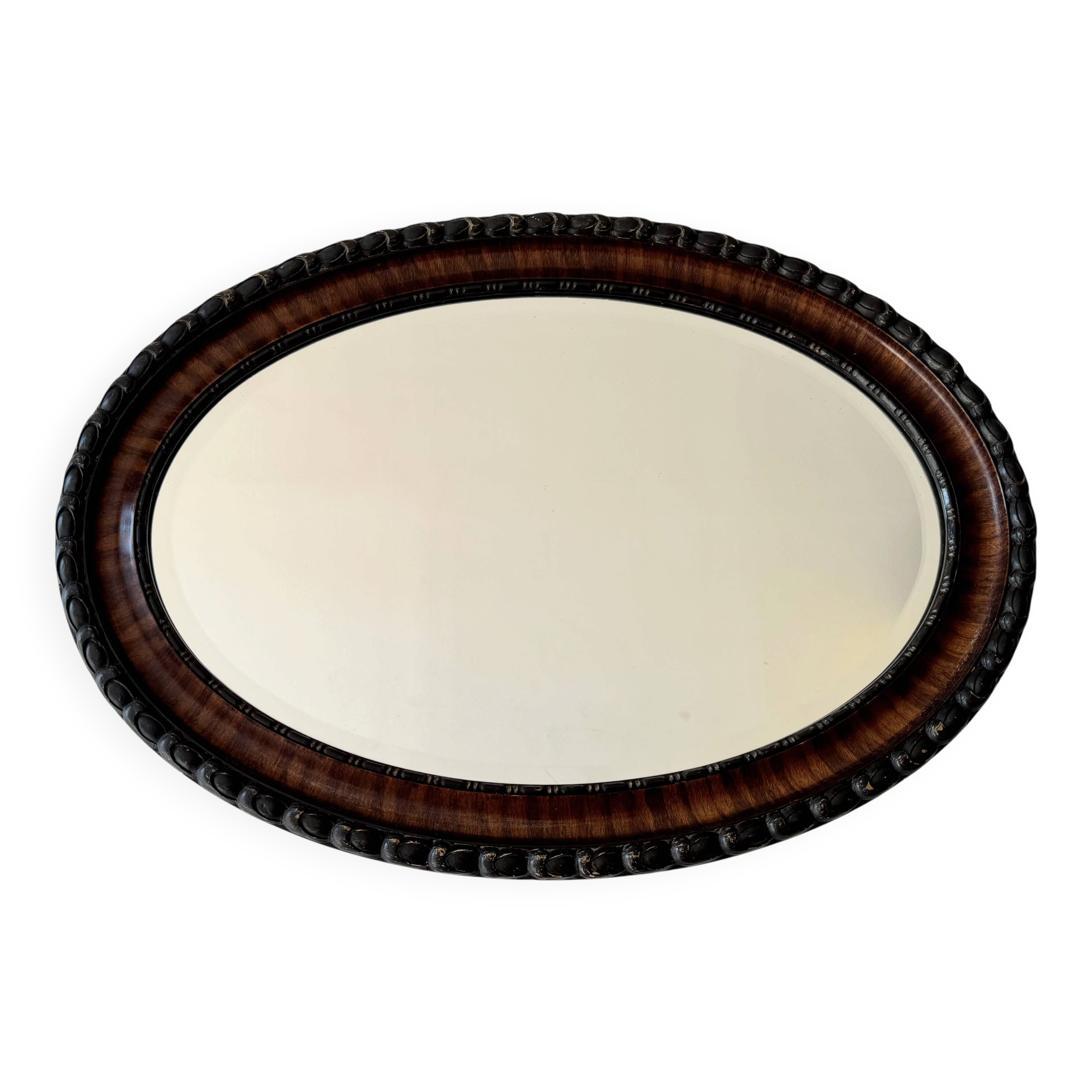 Edwardian Oval Wall Mirror Bevelled Edge