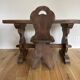 Rustic Spanish table and chair from the late 19th / early 20th century in solid oak.