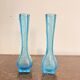 Antique Pair of Soliflore Vases Moulded Pressed Glass Blue Opaline Sapphire 19th Century