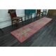1970s Vintage Turkish Handmade Wool & Cotton Pink Runner Rug 76x344