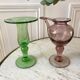 Biot bubble glass candle holder signed purple years 60-70