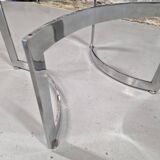 Paul Legeard designer coffee table in smoked glass and chrome