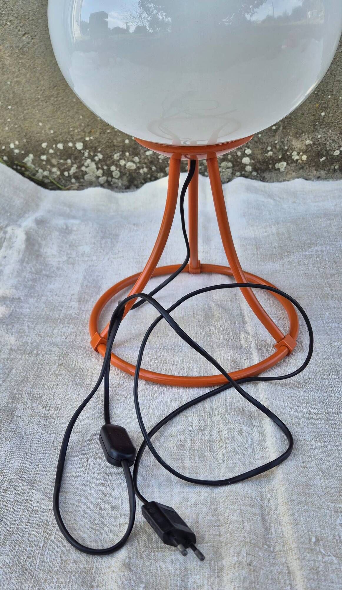 Vintage Space Age orange opaline table lamp 70s