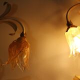 Set of 10 Wall Lights from colored hand crafted iron and Murano glass