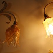 Set of 10 Wall Lights from colored hand crafted iron and Murano glass