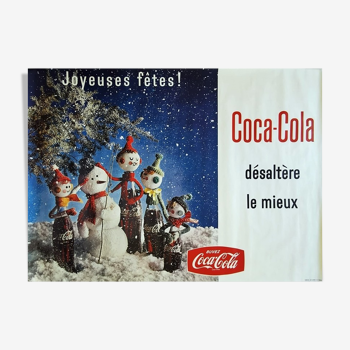 Vintage original coca cola poster 157x115 cm happy holidays