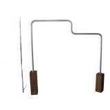 Unique coat rack in raw aluminum with oak wood base / 180x163x15cm