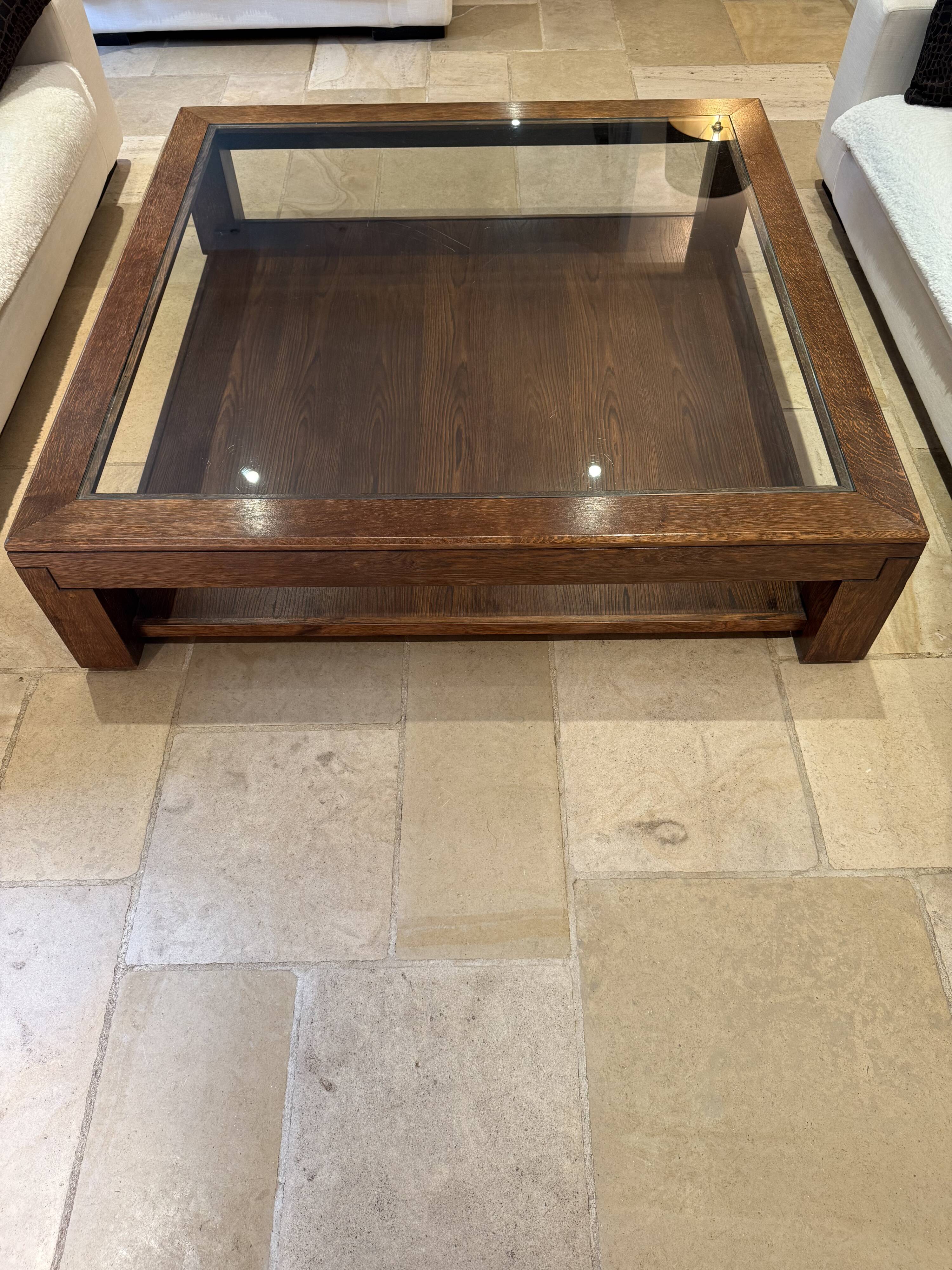 Wood and glass coffee table