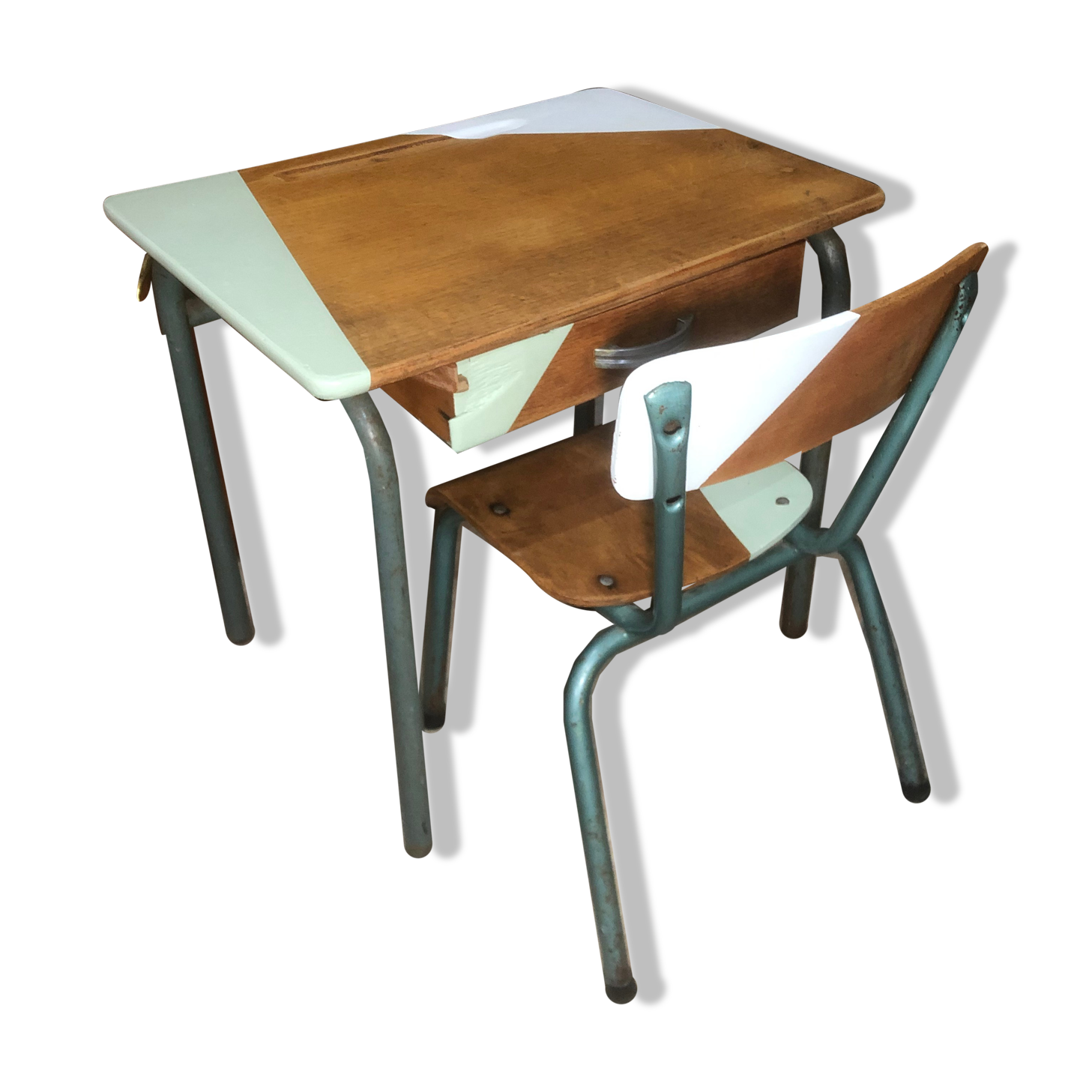 School desk and chair