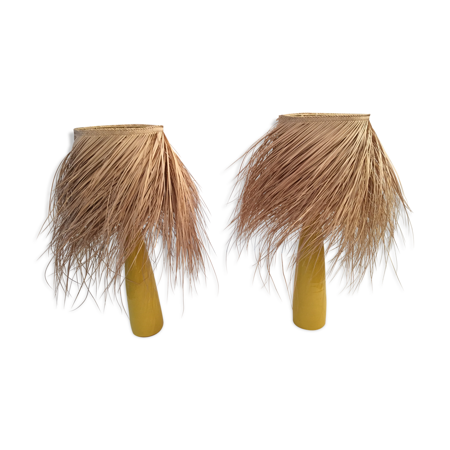 Yellow ceramic lamps pair