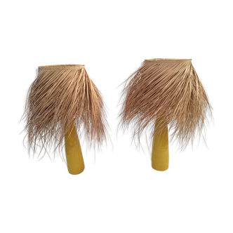 Yellow ceramic lamps pair