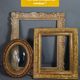 Frame wood stucco gilded gold leaf 30x26 foliage 16.4x11.9 cm