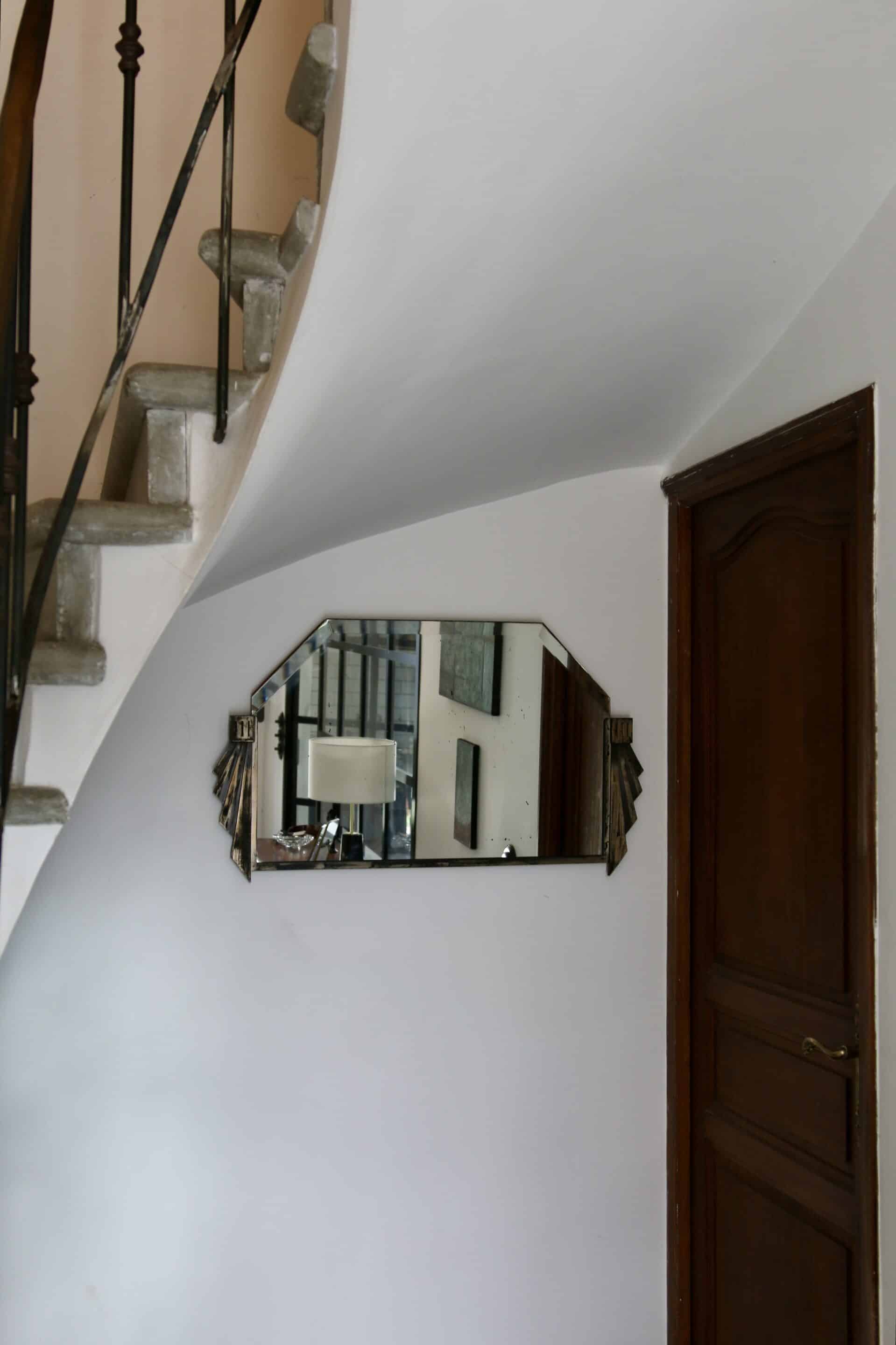 Bevelled mirror from the Art Deco period and style, 1930-40.