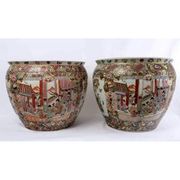 Pair fish aquarium - chinese porcelain - cloisonné enamel - canton - epoch: xxth century