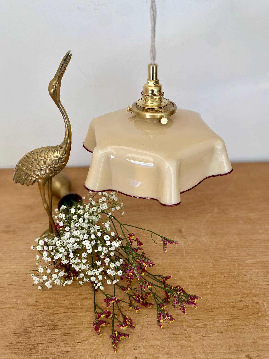 Vintage yellow opaline lampshade pendant light