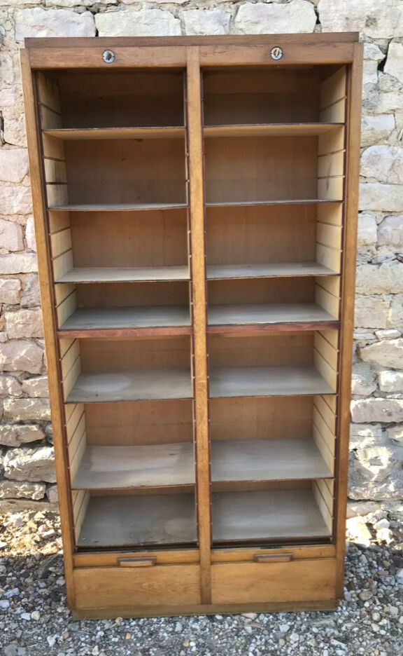 Restored notary cabinet with solid oak curtains