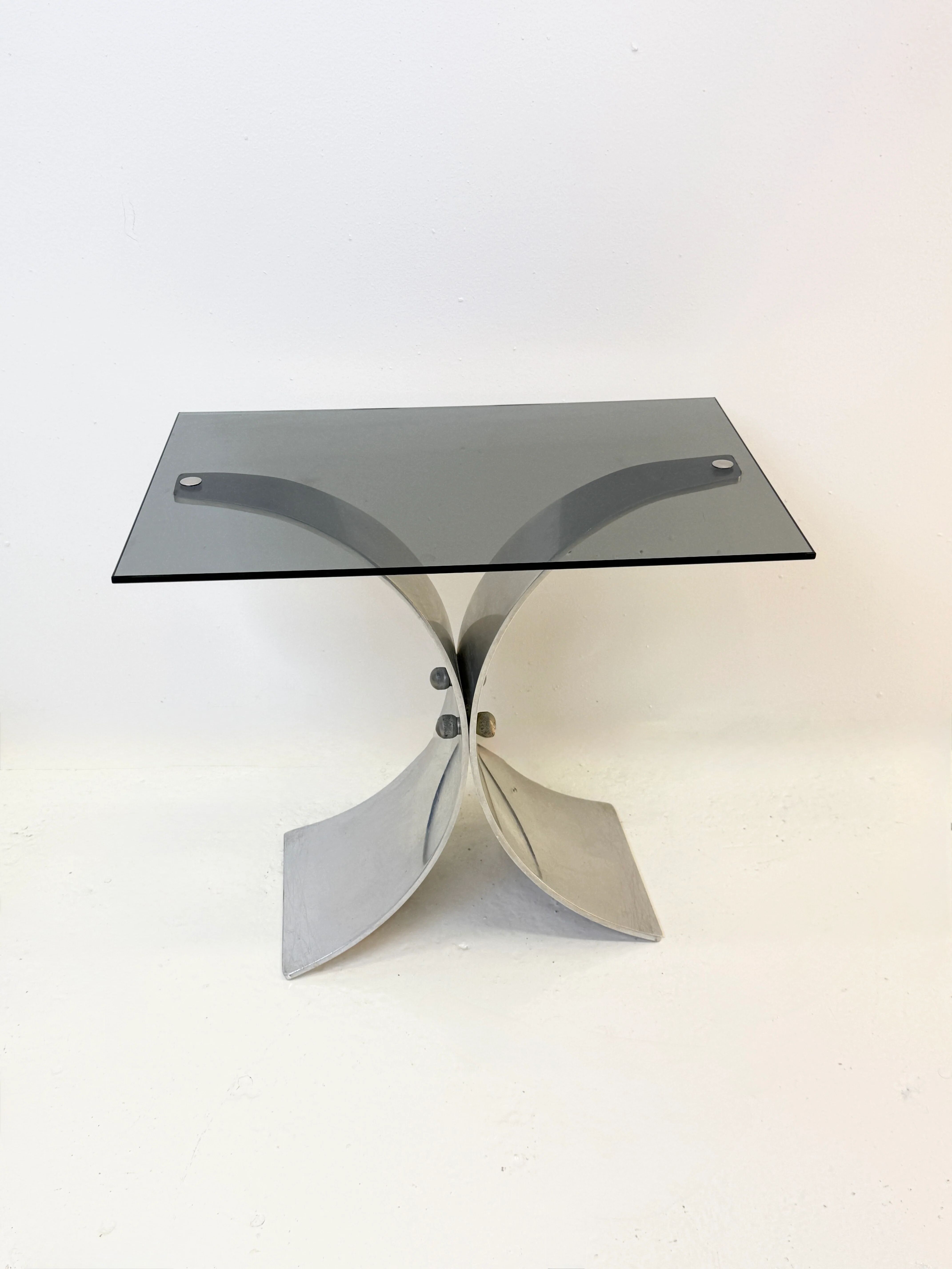 Space age side table in brushed steel, 1970s