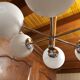 Chrome Sputnik chandelier and white frosted glass globes