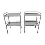 Paire de tables d'appoint design mm en chrome et verre