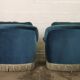 Pair of blue velvet armchairs with fringes