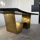 Addor 60s sculptural marble and brass coffee table