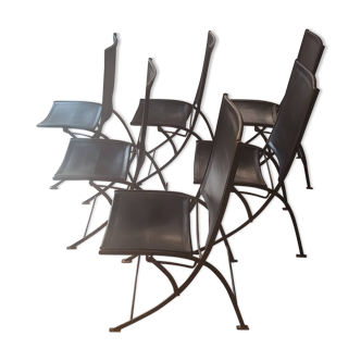 Set of 6 wrought iron folding chairs