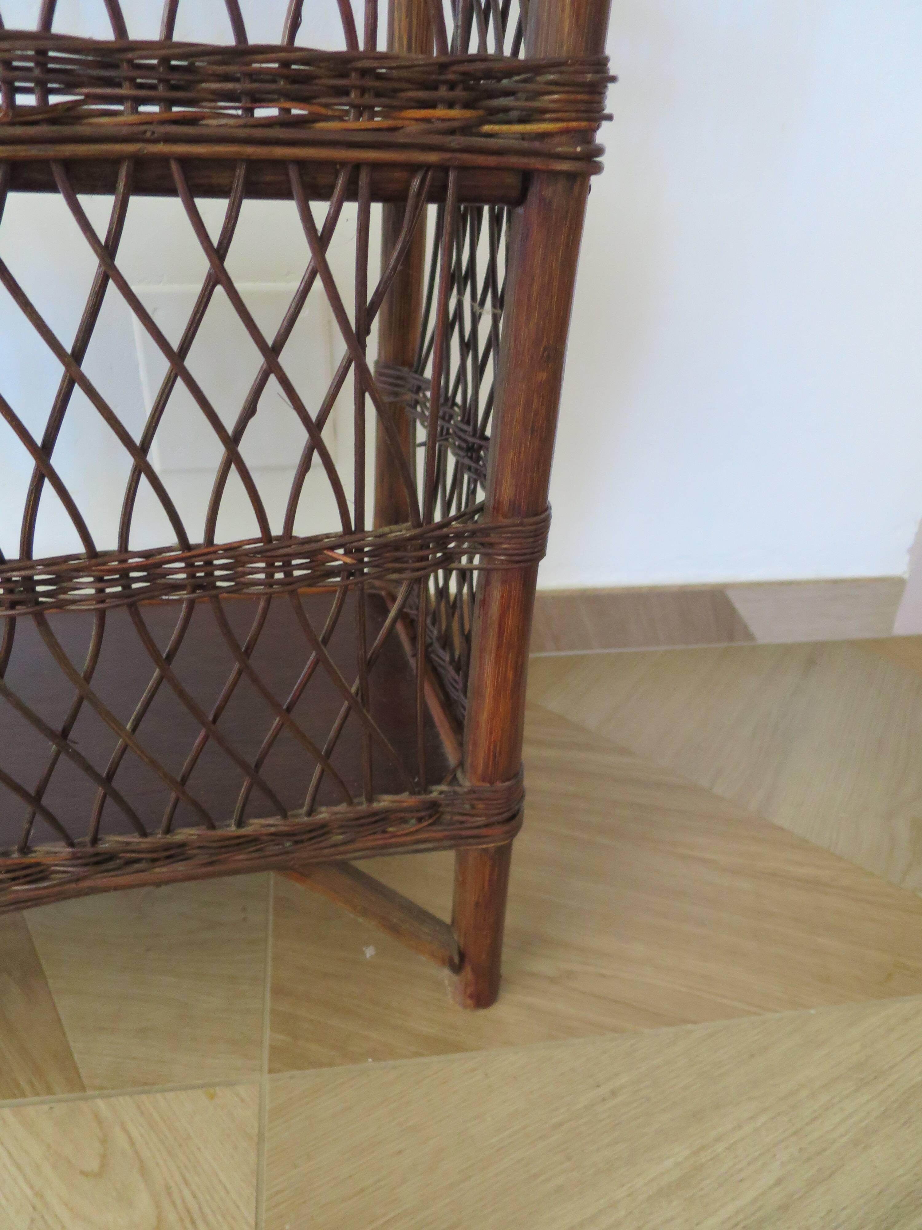 Bookcase - Bibus - 3 levels - woven rattan - bamboo - Vintage - 70s
