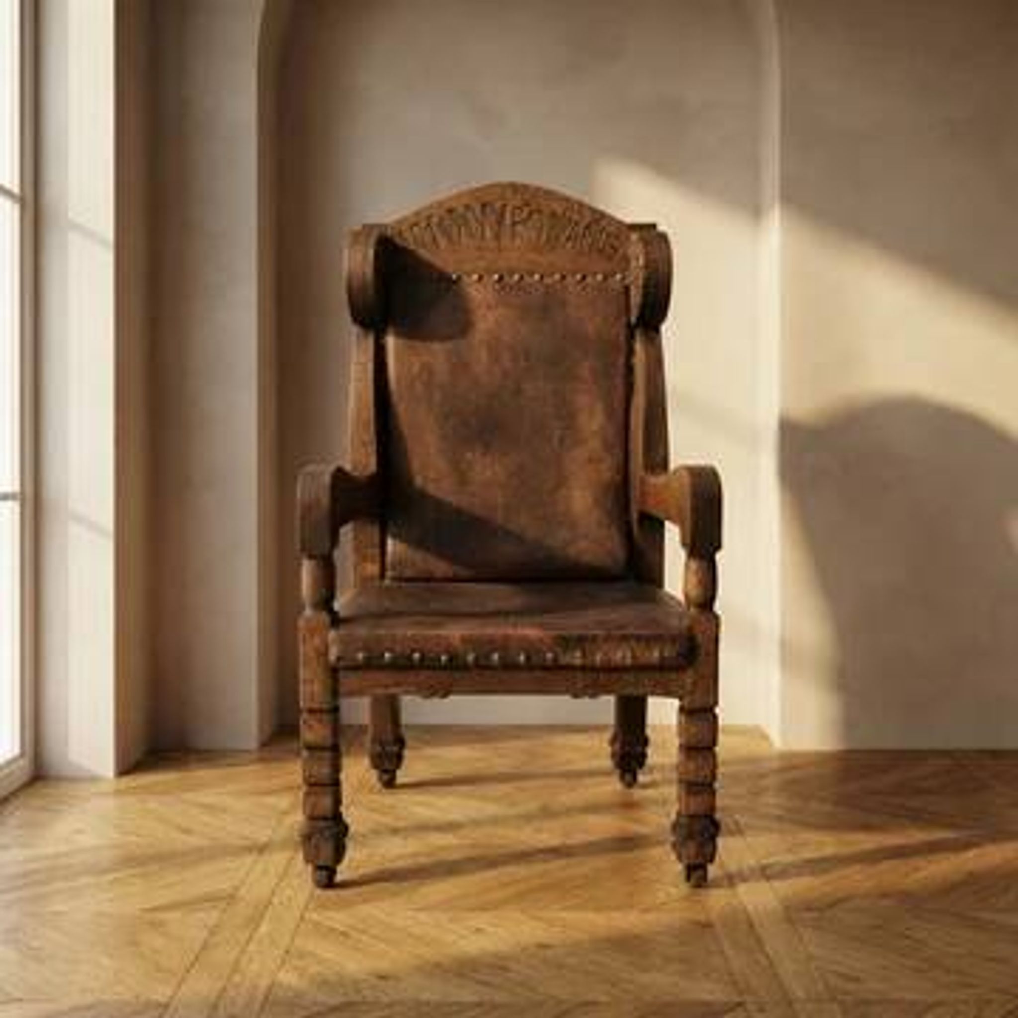 Chaise de trône massive de la fin du 19e siècle