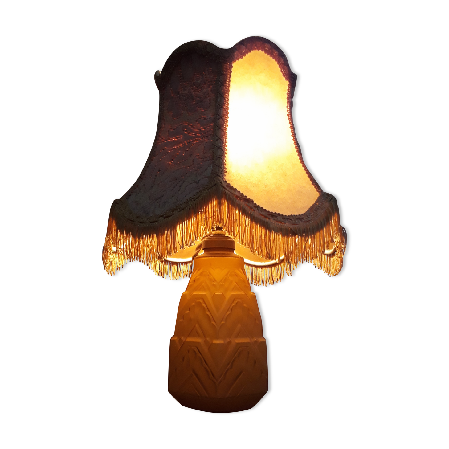 C.L.A art deco art in moulded opaque glass 1930 35x20cm