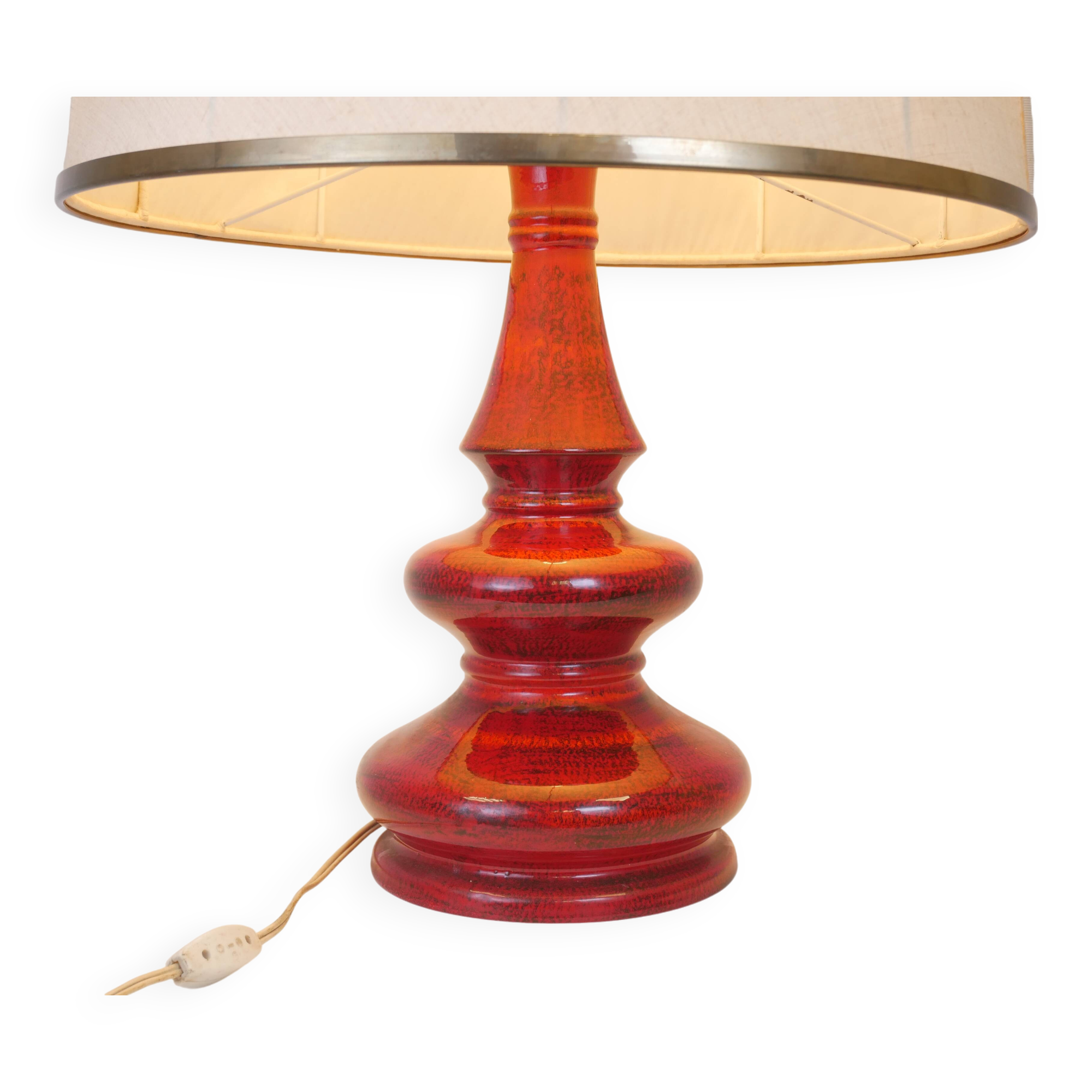 Large vintage red ceramic lamp