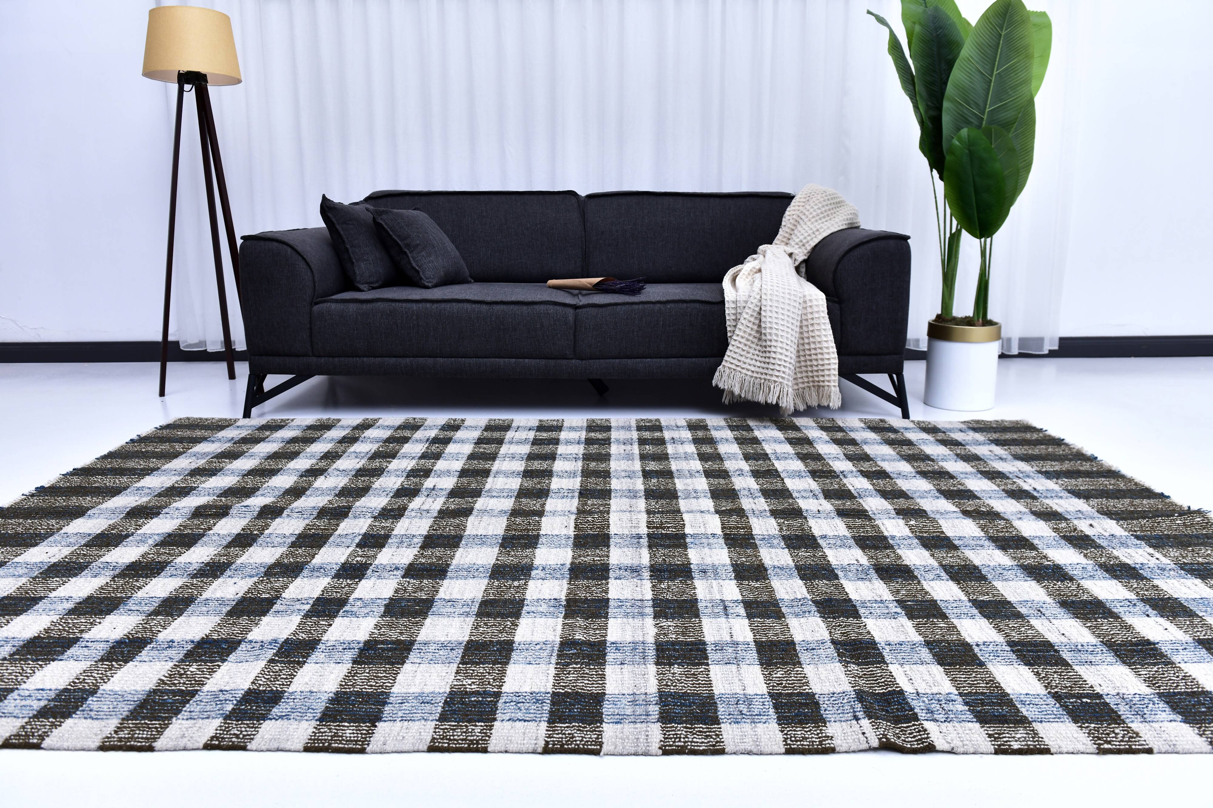 190x290 cm medium kilim rug, cream beige black mustard kilim rug