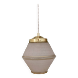 Vintage art deco globe pendant light in granite glass and gold