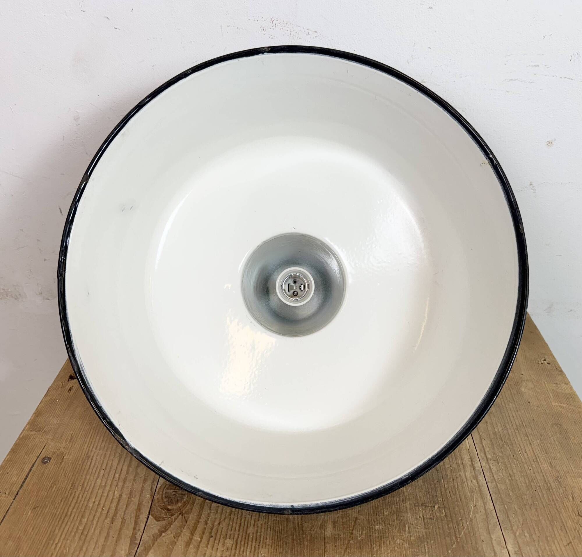 Large Industrial Petrol Enamel Factory Pendant Lamp, 1960s