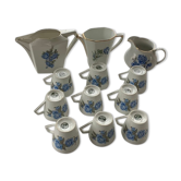 Coffee service in white porcelain pattern pink blue art deco