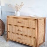 Vintage rattan chest of drawers circa 1970s