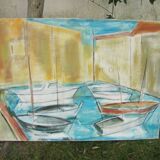 Tableau grand format Marine Port de Collioure