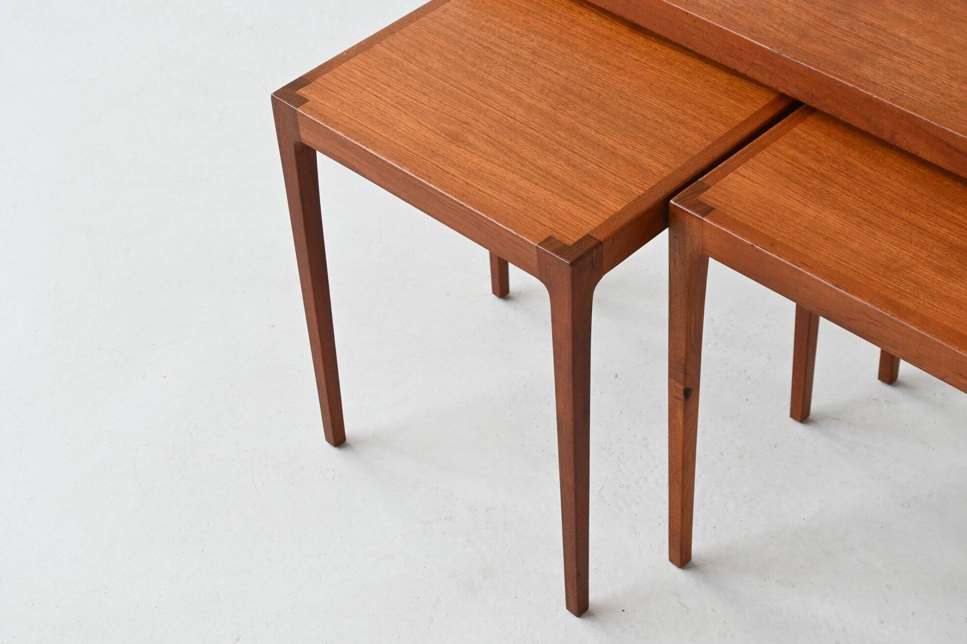 Kurt Ostervig nesting tables in teak Jason Mobler Denmark 1960