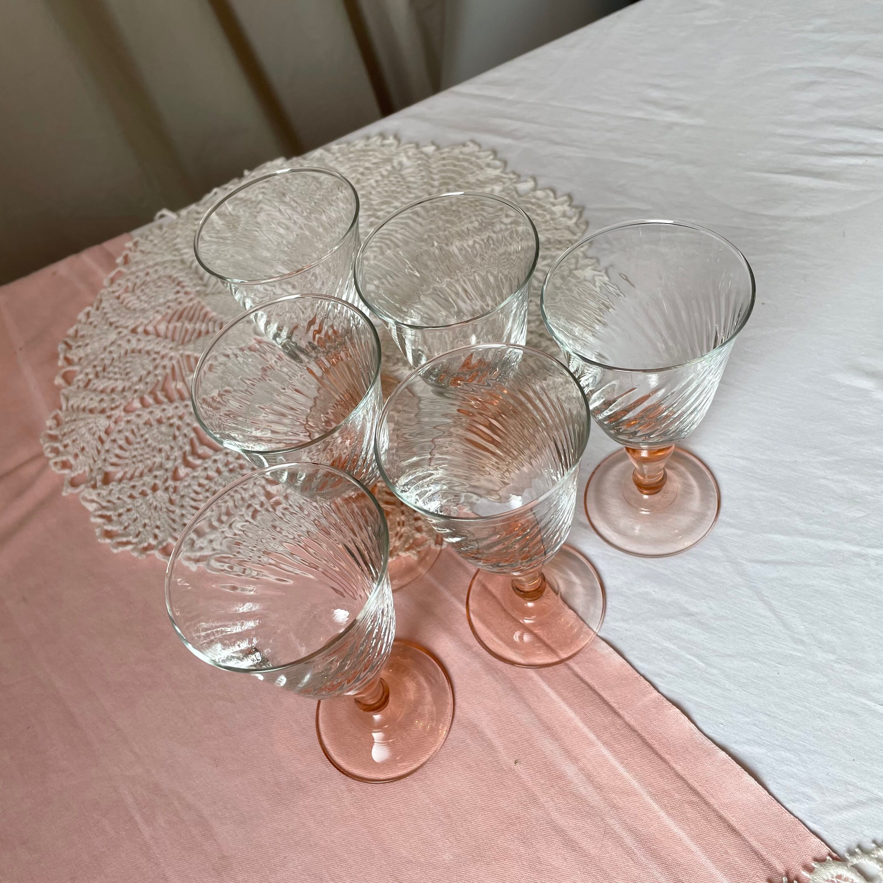 6 two-tone Rosaline white wine glasses