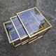 Vintage 1980s gold metal and smoked glass nesting tables