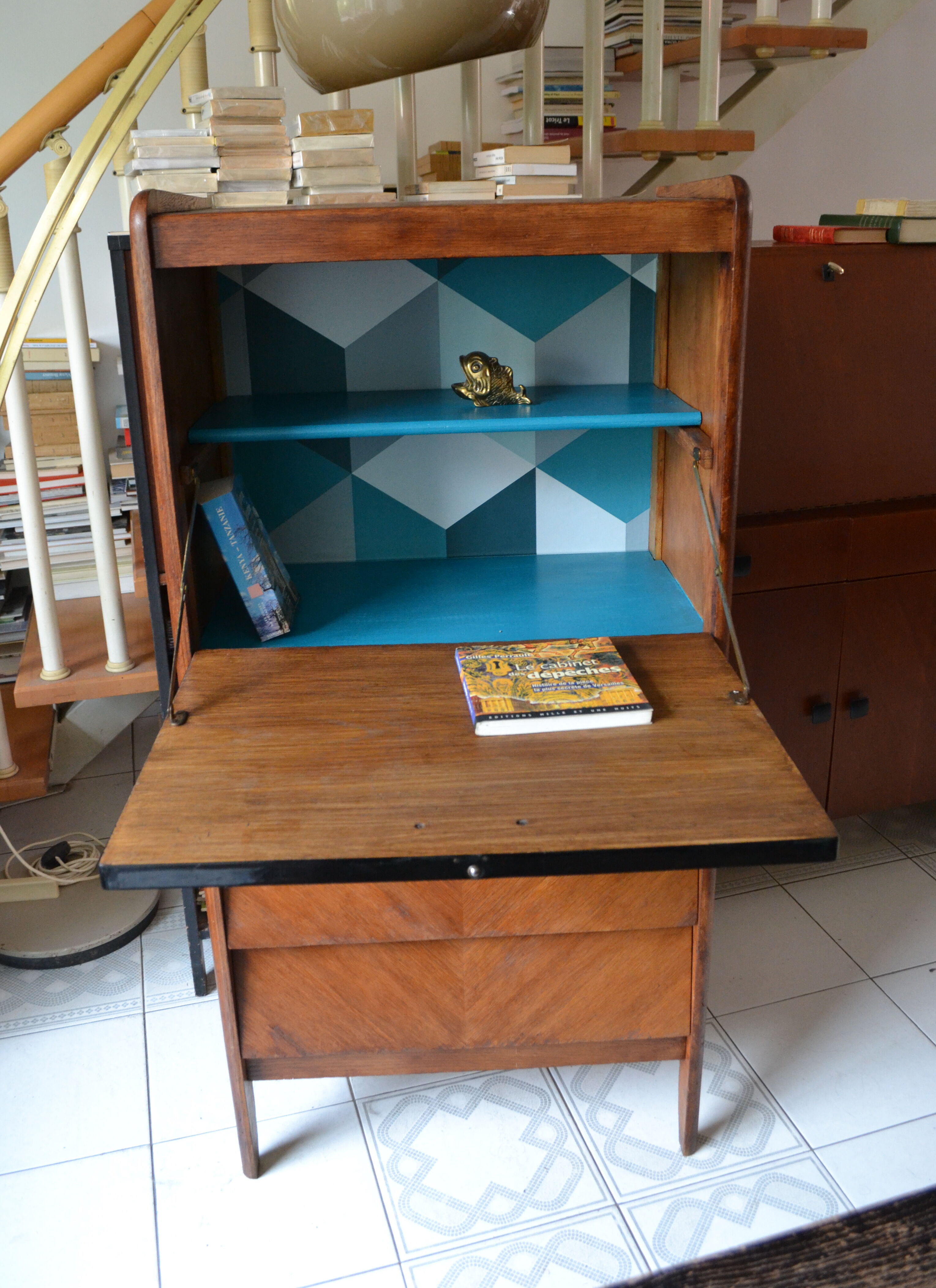 Vintage secretary inclined oak 50s/60s
