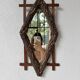 Rustic mirror wood 1900 folk art