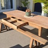 Table de ferme avec ses 2 bancs rénovées