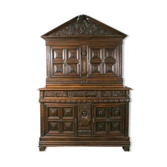 17th Century Buffet Furniture, Carved Walnut, Large Decoration