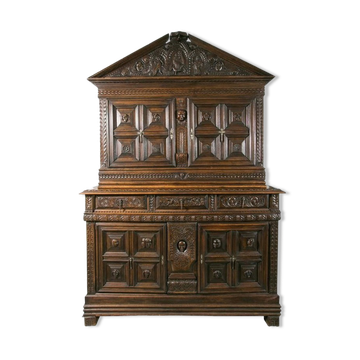 17th Century Buffet Furniture, Carved Walnut, Large Decoration
