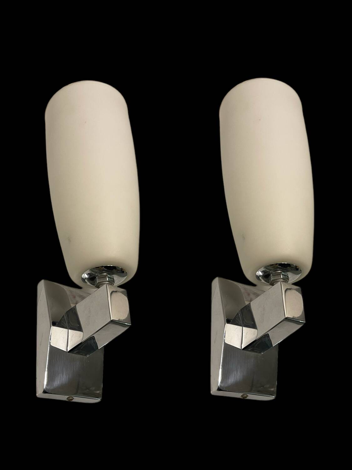 Opaline Glass Chrome Sconces 1960’s