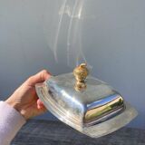 Acorn silver metal butter dish