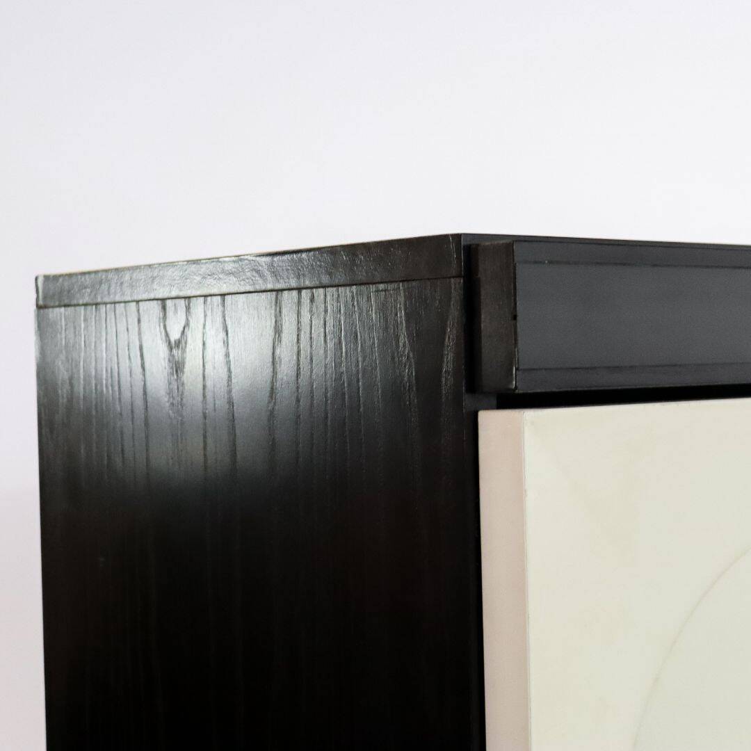 Black and White Oak Brutalist Bar Cabinet
