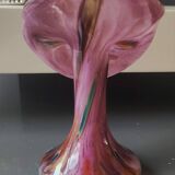 Volubilis vase in Murano glass. Pink speckled background. Height 21 cm.