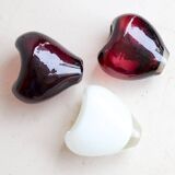 Set of three blown glass vases – deep purple and opaline white